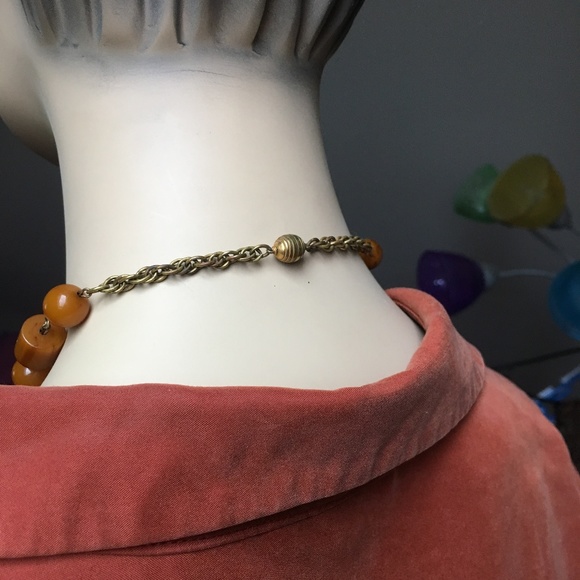 Art Deco Butterscotch/ Chocolate Bakelite Pendant Necklace - Picture 6 of 7